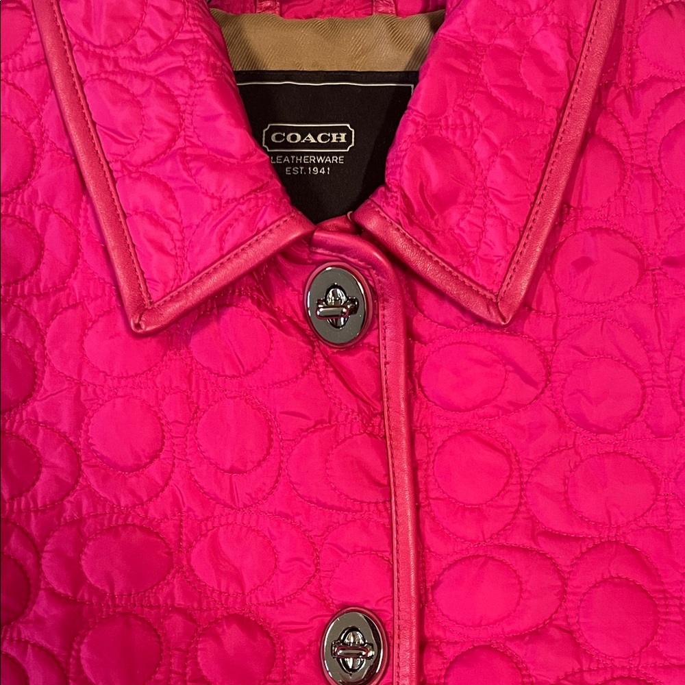 Coach Women's Fuchsia Quilted Puffer Jacket xs